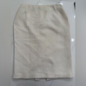 Lafayette 148 New York Cream Ribbed Pencil Skirt